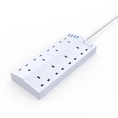 142-UK Power Strip Surge Protector Extension Sockets with USB Charge
